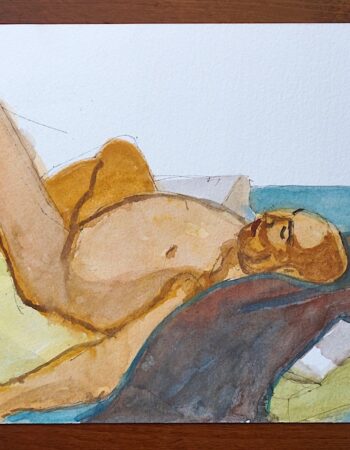 Original Vintage Drawing,  Lying man