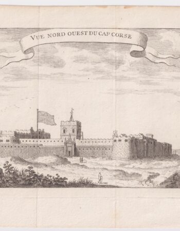 Antique Engraving Print, Vue Nord Ouest du Cap Corse, 1747