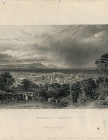 Antique Engraving Print, Whalley Abbey, 1836