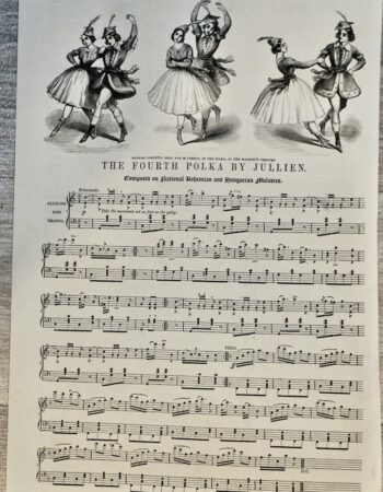Antique 1844 Sheet Music Print “The Fourth Polka” by Jullien – Illustrated London News