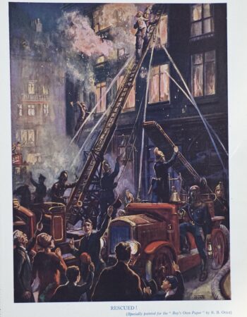 “Rescued!” Antique Fire Rescue Illustration Print